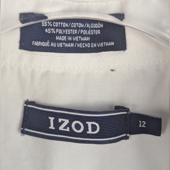 Izod Size 12 Youth Button Down Oxford In White - Picture 8 of 10